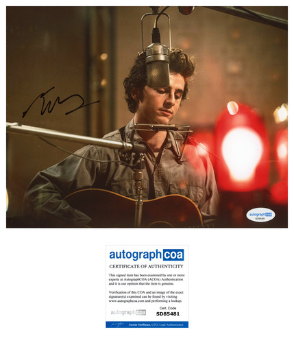 * TIMOTHEE CHALAMET * signed 8x10 photo * A COMPLETE UNKNOWN * ACOA *