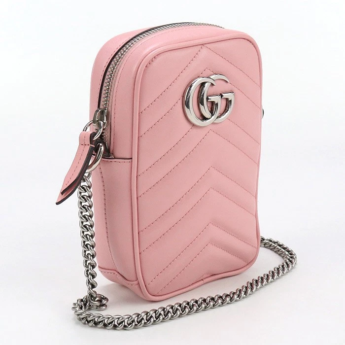 Good GUCCI Shoulder Bag 598597 Mini Bag GG Marmont Women s Pink Used