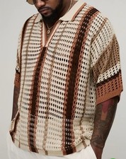 Men's Spring Summer Short Sleeve Shirt 2XL BIG Knit