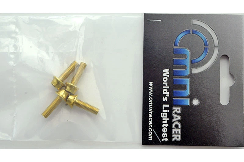 Juego de 4 pernos de jaula de botella de bicicleta OMNI Racer WORLDS LIGHTEST: M5x15 mm DORADO Foto 2 de 3