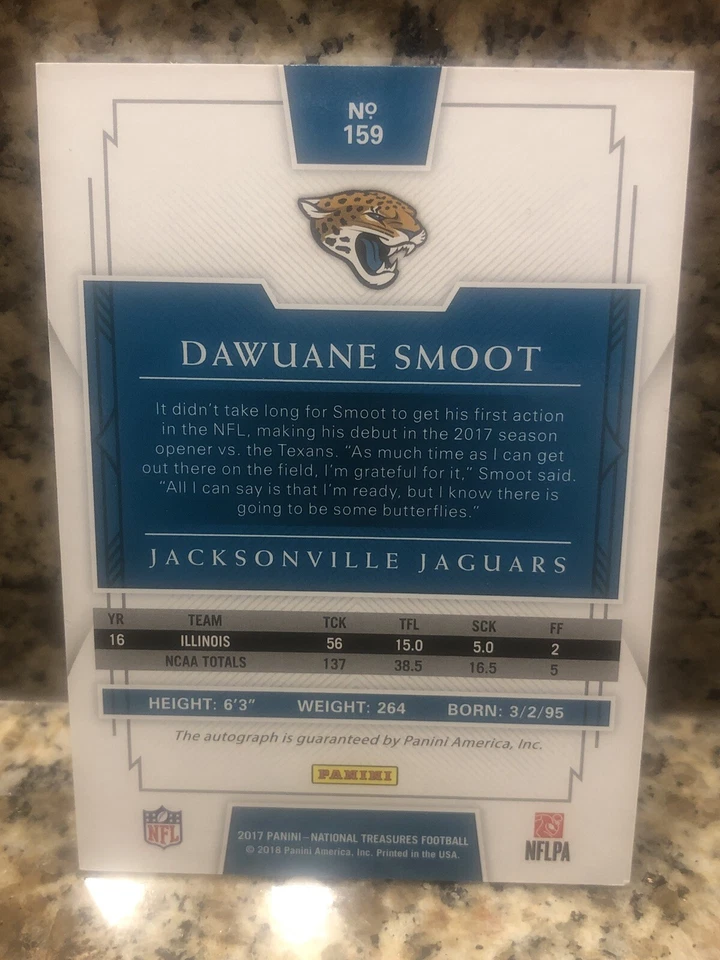 2017 Panini National Treasures #159 Rookie Signatures Dawuane Smoot Auto 66/99 - Image 4 of 4