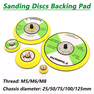 1  - 5   Hook Loop Backing Pad With M5 M6 M8 Thread For Sanding Discs Air Sander