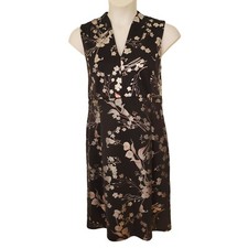 Stella Julie 14W Metallic Floral Print Sleeveless Sheath Dress V Neck Formal