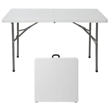 4ft Portable Plastic Folding Table Camping Picnic BBQ Table Indoor Outdoor 