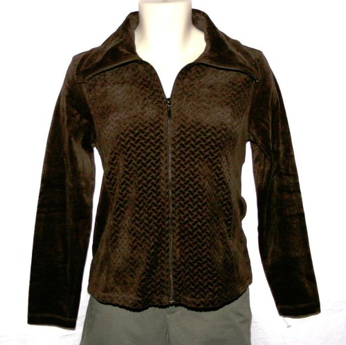 Chaqueta Cappagallo Mujer Marrón Terciopelo Manga Larga Cremallera Frontal Talla S Nueva con Etiquetas - Imagen 1 de 2