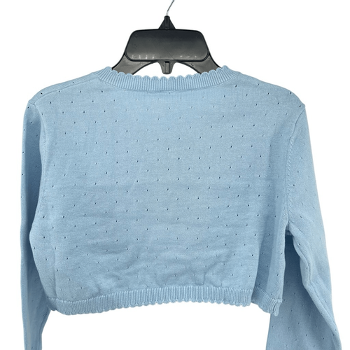 BOBOYOYO Girls’ Blue Cotton Knit Cropped Shrug Cardigan XL - Picture 3 of 12