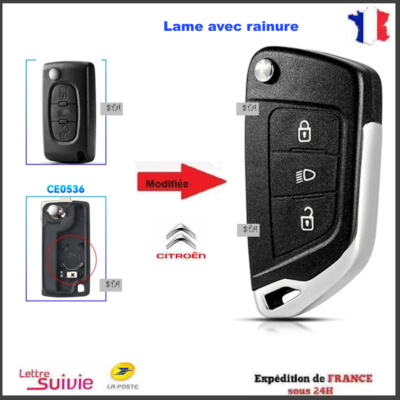 Coque De Télécommande CITROËN C4 Picasso Sans Rainure - Modèle 2 Boutons, Compatible Ce0536