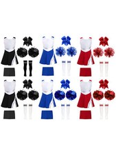 Kids Girls Cheer Leader Costumes Sequins Cheerleading Outfits Performance Dance