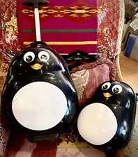 BAG Heys KIDS 18" Carry-0n W/LED wheels PLUS Matching  13” Backpack PENGUIN EUC