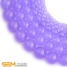 Violet Purple Jade Gemstone Round Spacer Loose Beads For Jewelry Making 15" Dyed