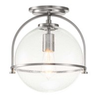 Wohnzimmerlampe Deckenleuchte Deckenlampe Nickel Stahl Glas D 28,2 Cm 1-Flammig