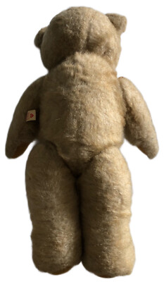 Vintage Berg Jointed Teddy Bear Plush W Red Heart Tags 18” Made In