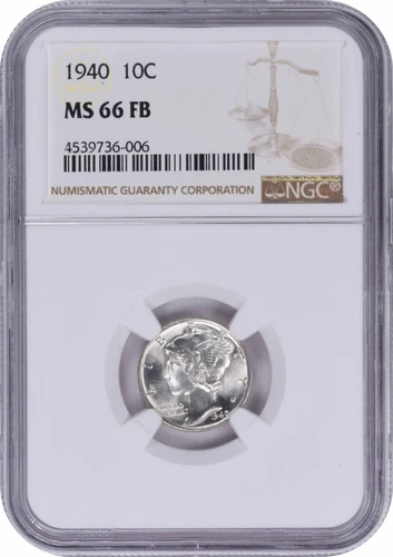 1940 Mercury Silver Dime MS66FB NGC