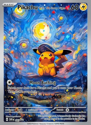 Pokemon Pikachu Starry Night Van Gogh Beautiful Moon ACG Star Trading Card - NM