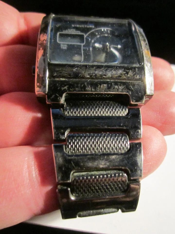 RELOJ ESTRUCTURA GRANDE DOBLE HORA NO FUNCIONA - SE ADAPTA A MUÑECA 7 1/2" - AG Foto 2 de 4