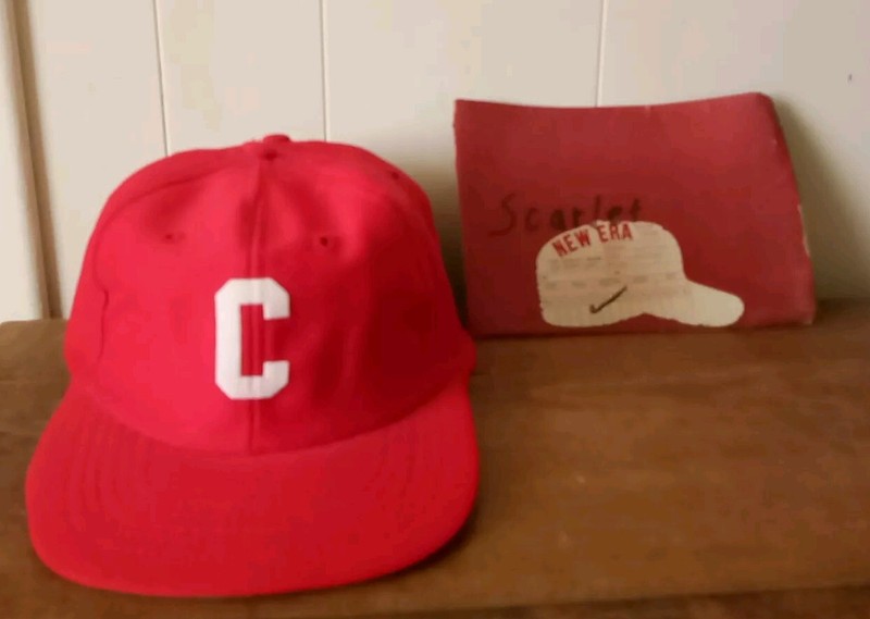 VINTAGE Red "C" New Era Little League Baseball Cap Size Small Medium Made In USA