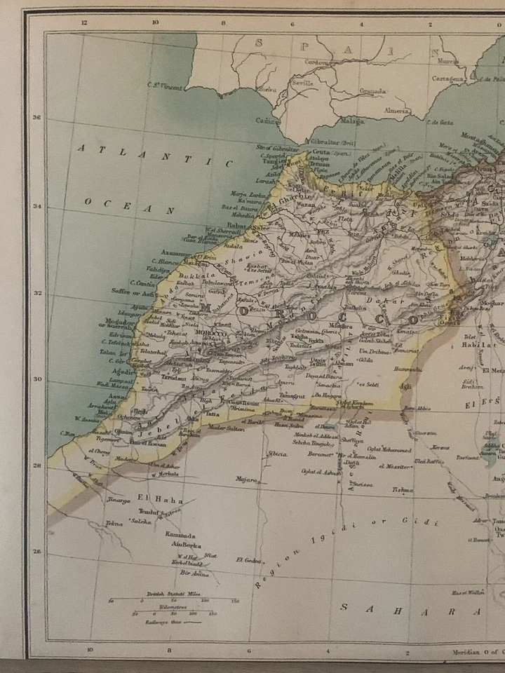 1902 Morocco, Algeria, Tunisia Original Antique Map by John Bartholomew - Image 2 of 3