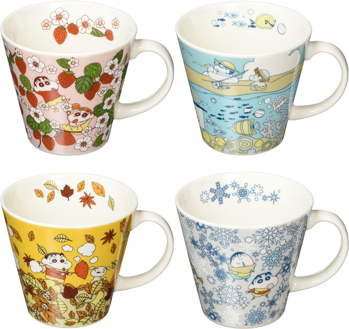 Taza Lápiz Shin-chan 4 Estaciones 340ml 8.5cm Primavera Verano Otoño Invierno JAPÓN NUEVO