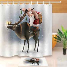 Santa Rides Waterproof Bathroom Polyester Shower Curtain Liner Water Resistant