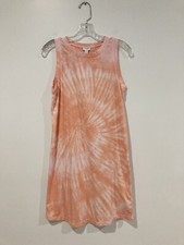 J.Crew Womens Peach White Tie-Dye Cotton Tank Shift Stretch Dress Size Small