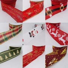 Wired Red Green White 60mm 63mm Wide Christmas Ribbon BUY 1 2 4m+ 9 DESIGN 590