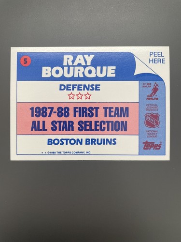 1988-89 Topps All-Star Stickers Ray Bourque #5 HOF - Picture 2 of 2