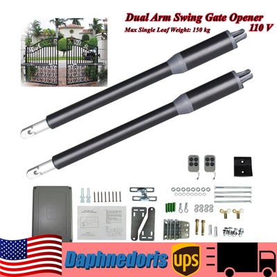110V Automatic Gate Opener Dual Swing Gate Opener 300MM Remote Control 650 LBS