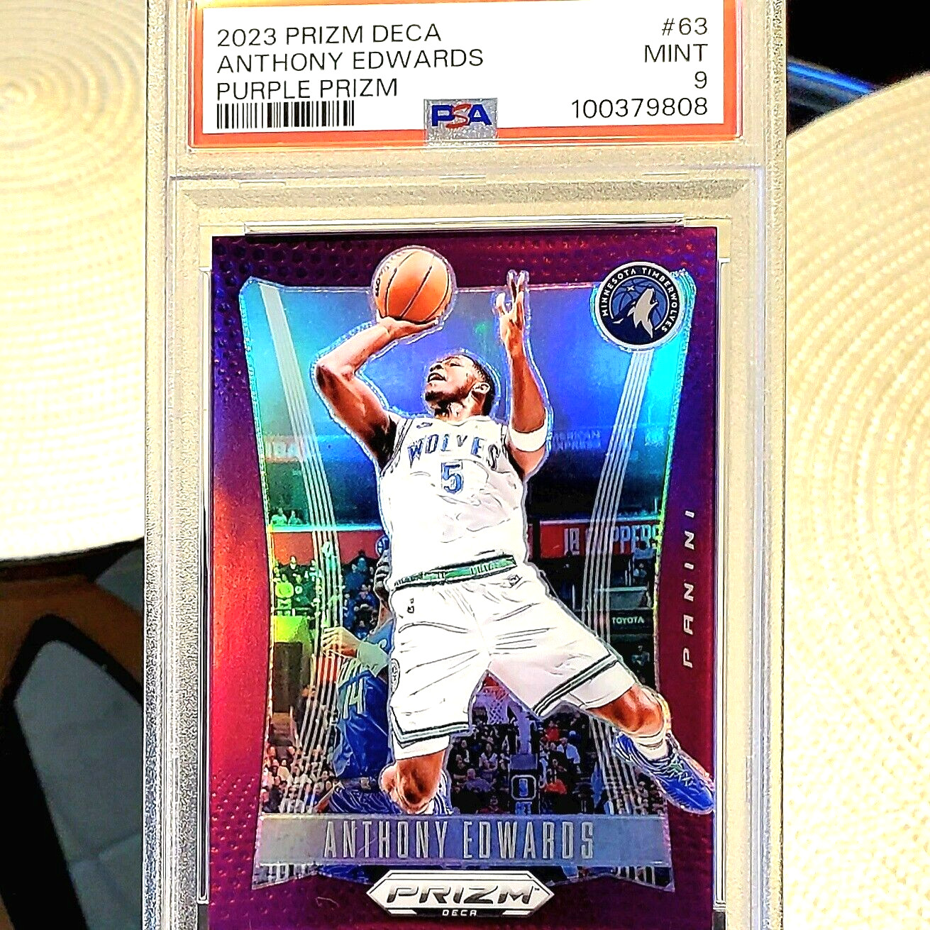 Anthony Edwards - 2023 Panini Prizm Deca - Purple /99 - PSA 9 (Mint)  Low POP