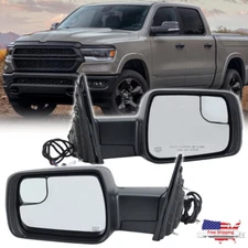 Pair Right & Left Side Power Door Mirror Signal Heated for 2019-2025 RAM 1500