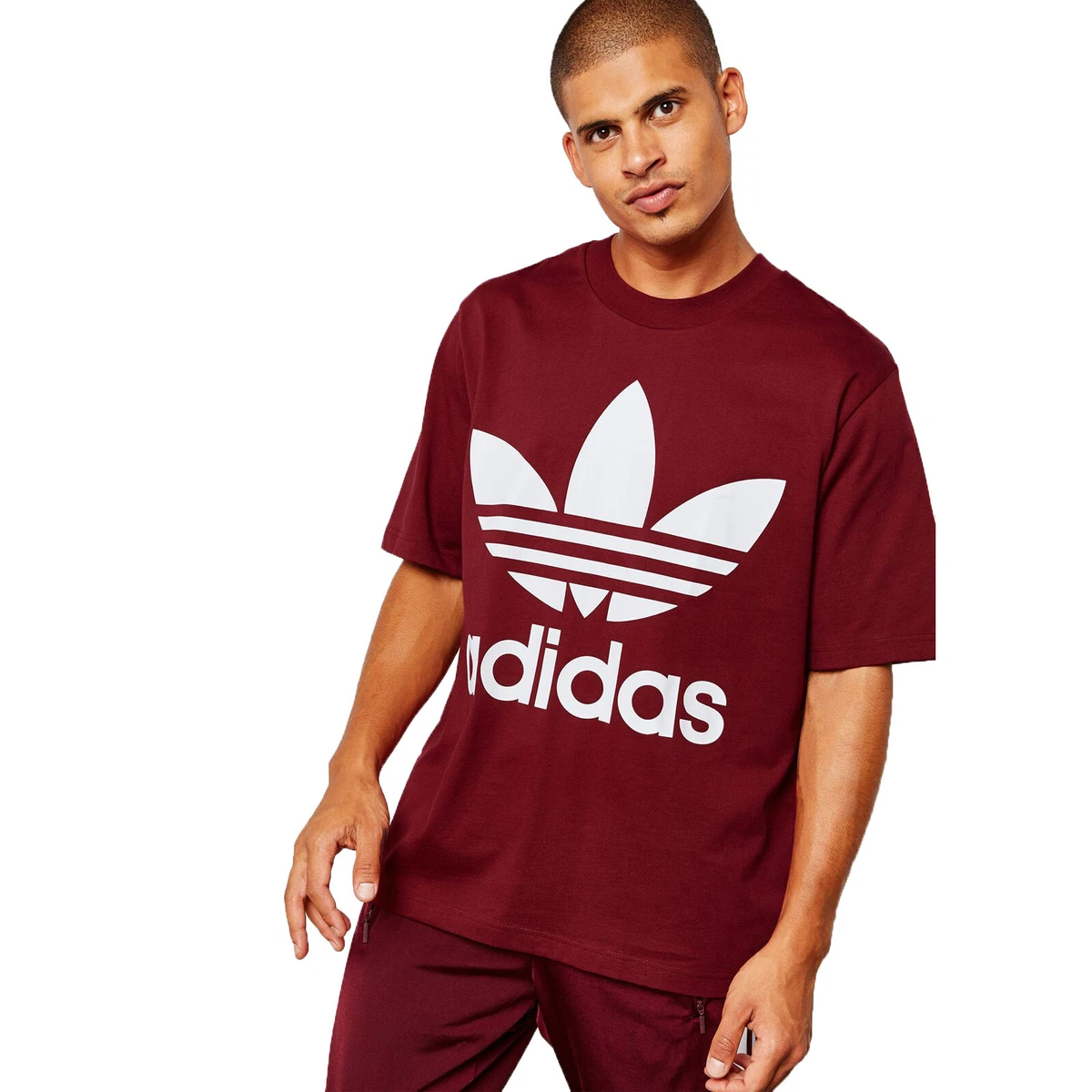 Adidas Original Homme Oversize tee Trefoil Chemise Vintage DH5841 Bordeaux