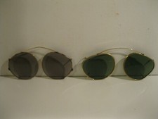 Vintage Gold Metal Clip-On Sunglasses Eyeglasses Frames Lot of 2