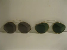 Vintage Gold Metal Clip-On Sunglasses Eyeglasses Frames Lot of 2