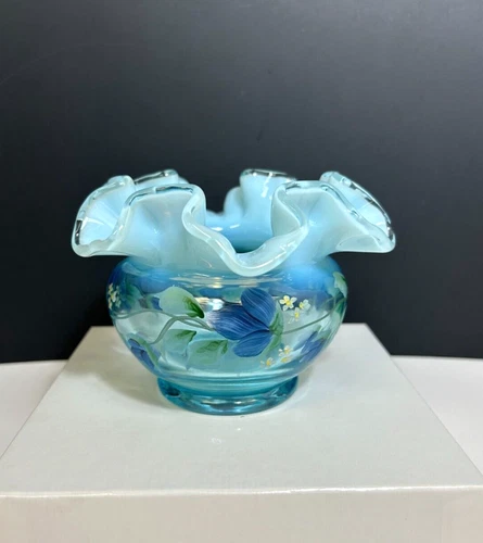 Fenton Forget-me-Not & Tulip Ruffled Rose Bowl