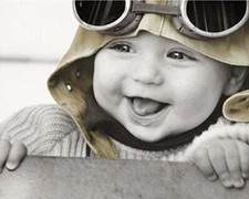 Baby Pilot Kim Anderson Black and White Poster 20x16