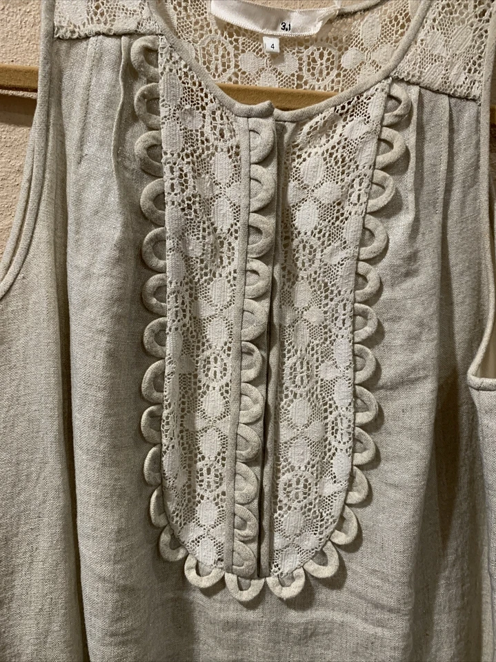 NUEVO SIN ETIQUETAS 3.1 Phillip Lim Talla 4 Wmn Marfil Sin Mangas Vestido Encaje Brillante Corpiño Foto 4 de 4