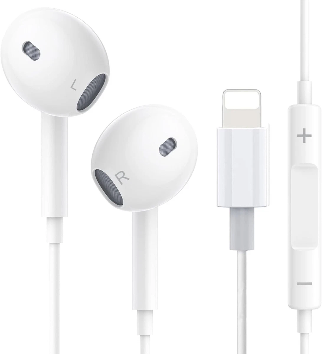 Apple Kopfhörer Mit Kabel Kabelgebundene In-Ear Kopfhörer Mit Mikrofon - Für IPhone, IPad, Android, PC, 3,5mm Klinke, 1m Kabel, Weiß IPhone Aux
