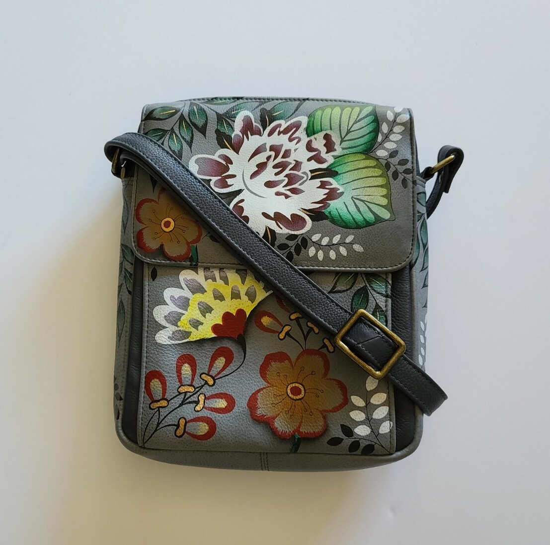 Anna by Anuschka Crossbody Messenger Leather Bag 8358… Gem