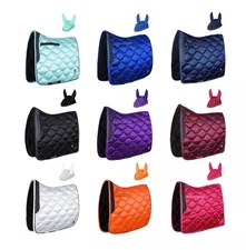 Premium Blazer Dressage Saddle Pad & Bonnet Set/Satin, Breathable, High-Wither