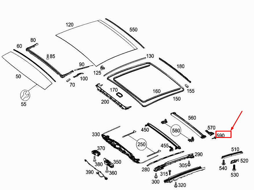 Neu MERCEDES-BENZ E W213 Panoramadach-Gummihalterung A2137822600 Original