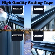 Transparent Window Weather Sealing Tape 2 Inch X 33 FT Weather Stripping Resi...