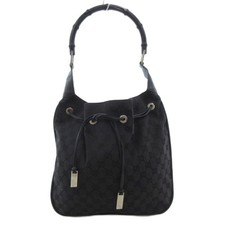 Gucci Canvas Handbag Black Women's Shoulder Bag Very Good 13in (33cm) W