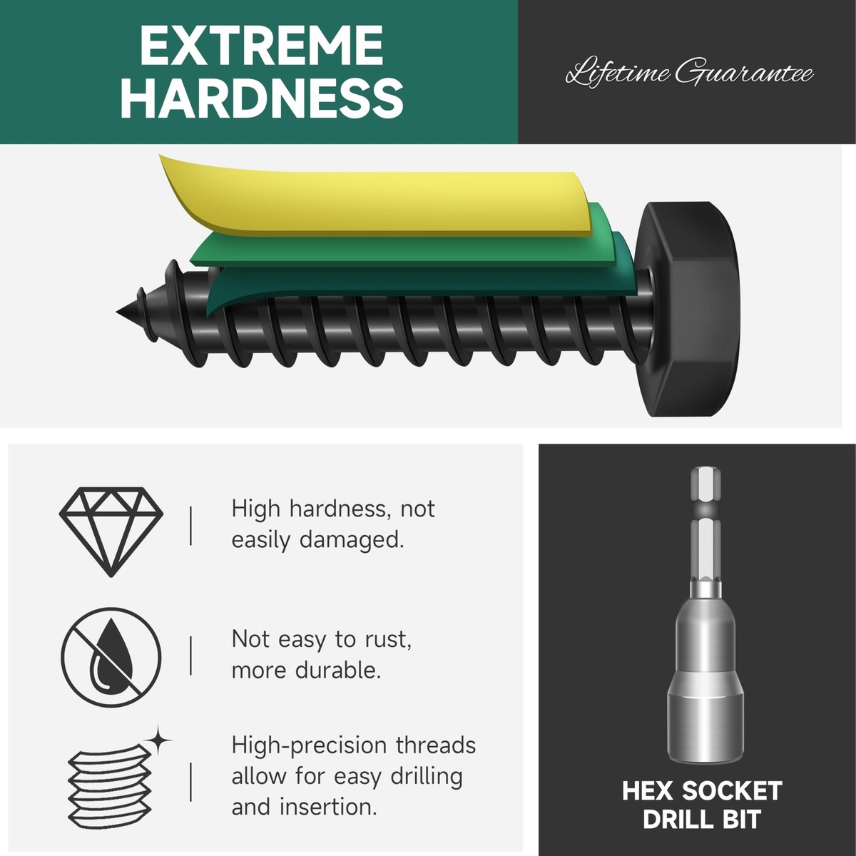 LBY 10-Pack 3/8" X 2" Lag Screws – 304 Stainless Steel, Black Electroplated, Hex Head Wood Screws – Heavy Duty For Decks, Pergolas, And Industrial Use