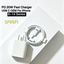 20W USB Type-C Wall Adapter Fast Charger PD Power Cable For iPhone 14 13 12 11 X
