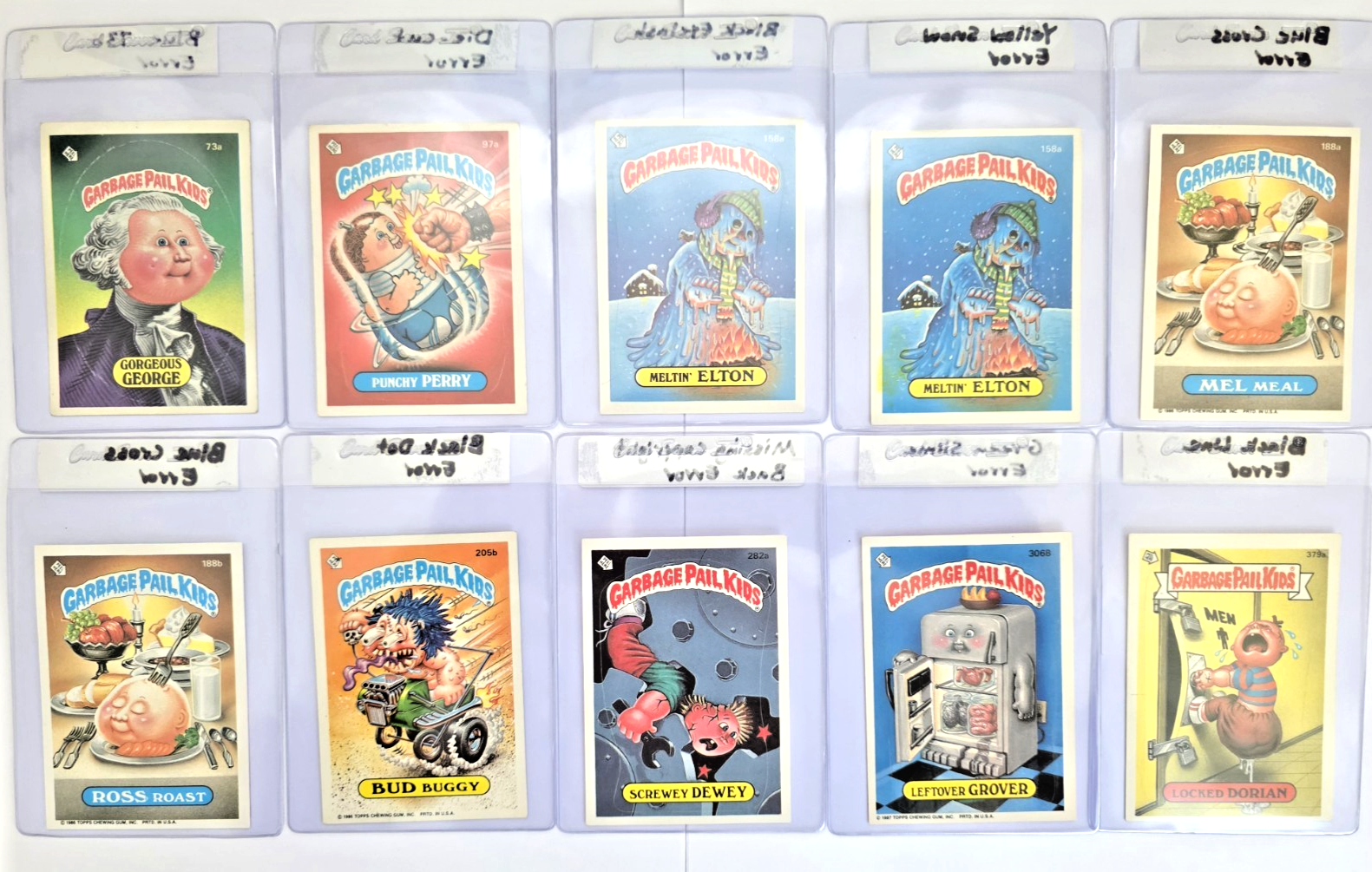 Lot of 27 Garbage Pail Kids Error Cards Yellow Snow Die-Cut Black Eyelash
