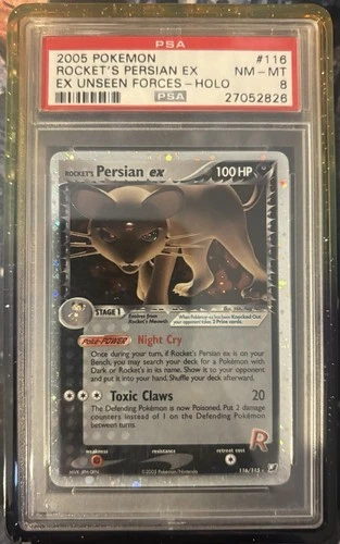 2005 Pokemon EX Rocket's Persian Holo Unseen Forces 116/115 PSA 8 NM-MT