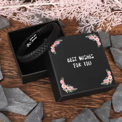 bracelet haute qualité cuir tressé/fermeture magnétique Livré dans boîte cadeau - Photo 1/4