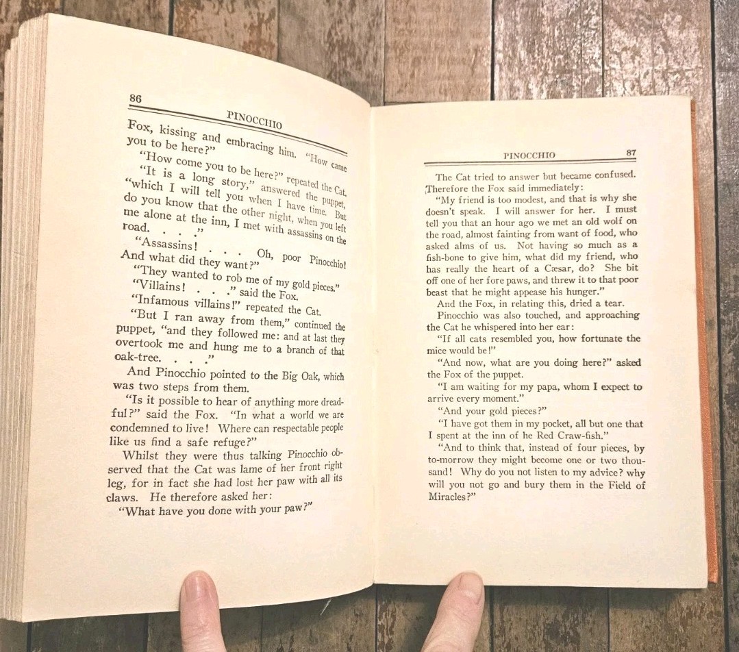 Early 1900s. Pinocchio by C. Collodi | Hardcover Antique Classic Book Orange