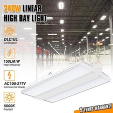 240W LED Linear High Bay Shop Light for Garage Warehouse 36000LM 5000K 100-277V