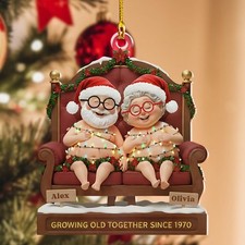 Personalized Funny Couple 2D Flat Ornament, Cute Christmas Keepsake for