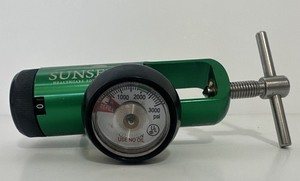 Sunset Brass Integral 50 PSI O2 Regulator, Flow: 0-4 L/Min ~ Model: RES046